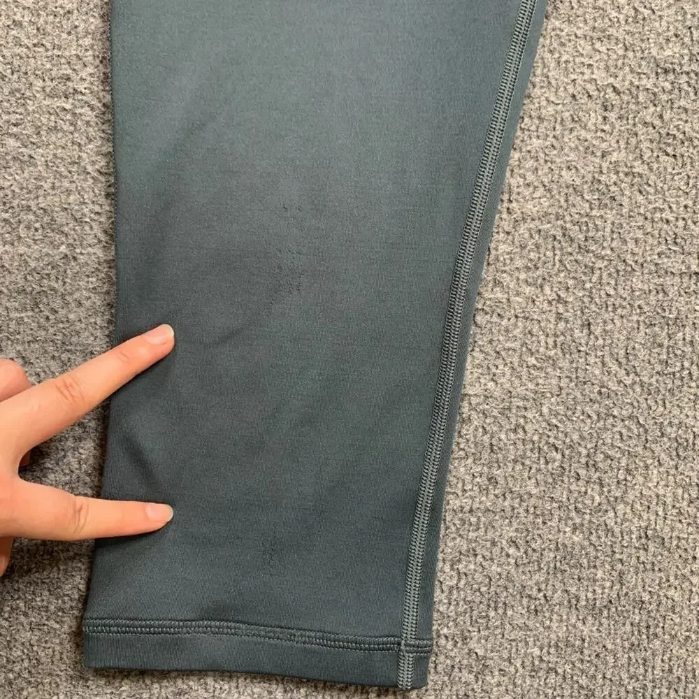 Nike Capri Leggings Women M Medium Gray Dri Fit Pull On Stretch Waistband Swoosh